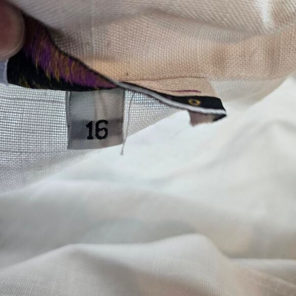 Vintage Blazer Women Size 16 White 80s Fitted Glam Rock Preppy Going Out Neutral - Picture 9 of 10